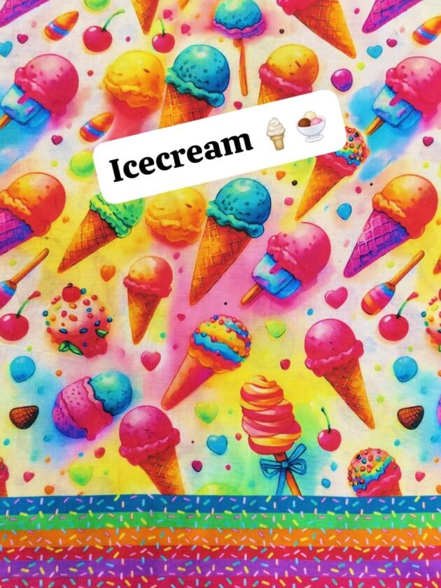 Ice Cream – Funky Digital Lawn Fabric – 40" Width