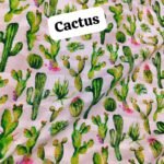Cactus and succulent print on light-colored digital lawn fabric – breathable cotton for summer wear