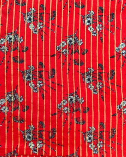 Red Butterfly Floral Zari Khaddar – 63" Width