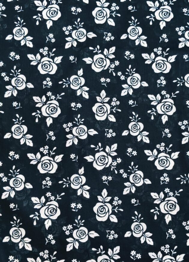 Roses with flowers digital lawn fabric – 63-inch wide breathable floral fabric for Pakistani summer fashion