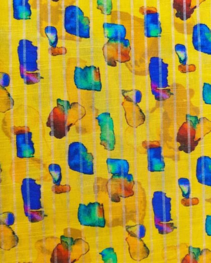 Yellow Abstract Splash Zari Khaddar – 63" Width
