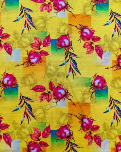Sunset Bloom – Multicolor Floral Khaddar (63" Width)