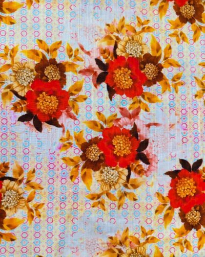 Golden Garden – Rust & Beige Floral Khaddar (63" Width)