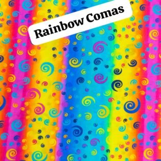 Rainbow Comas – Funky Digital Lawn Fabric – 40