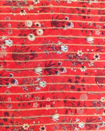 Red Floral Zari Khaddar – 63" Width