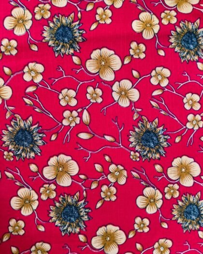 Sunburst Bloom – Maroon Khaddar (63" Width)