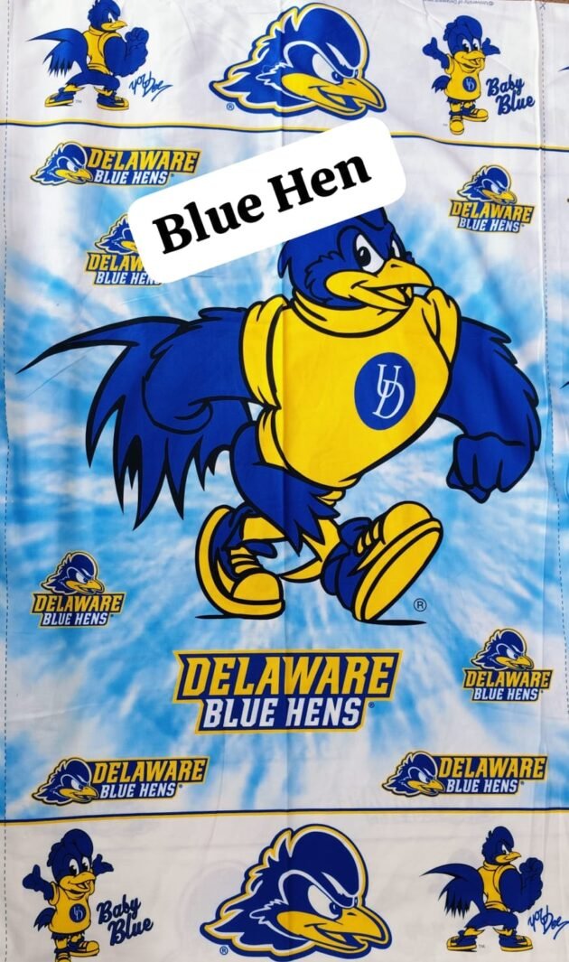 Blue Hen printed lawn fabric with Delaware Blue Hens cartoon design – HnA Boutique Pakistan
