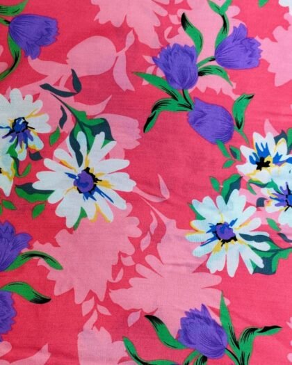 Pink Tulips & Floral Linen — 63"
