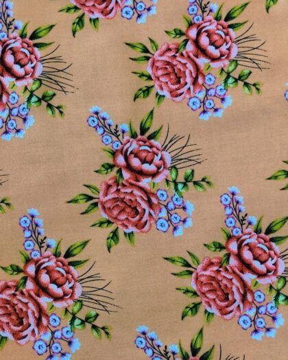 Beige Brown Roses Linen — 63"