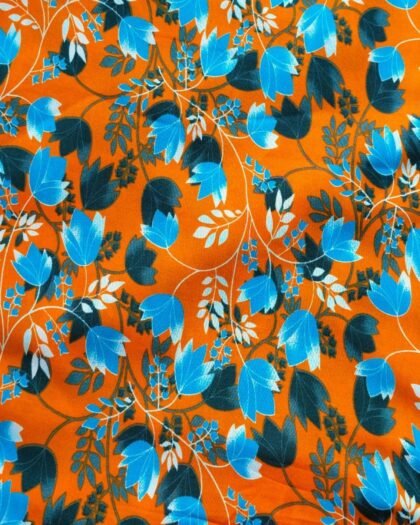Orange Blue Floral Linen — 63"