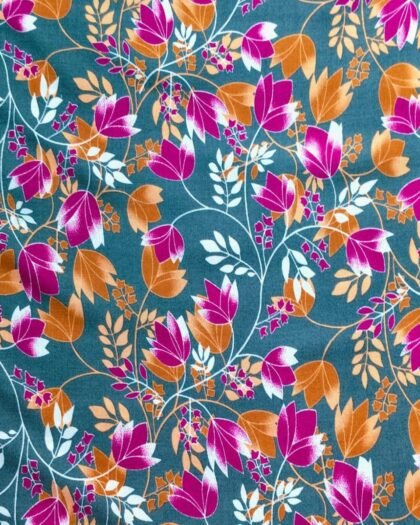 Dark Grey Leaves Linen — 63"