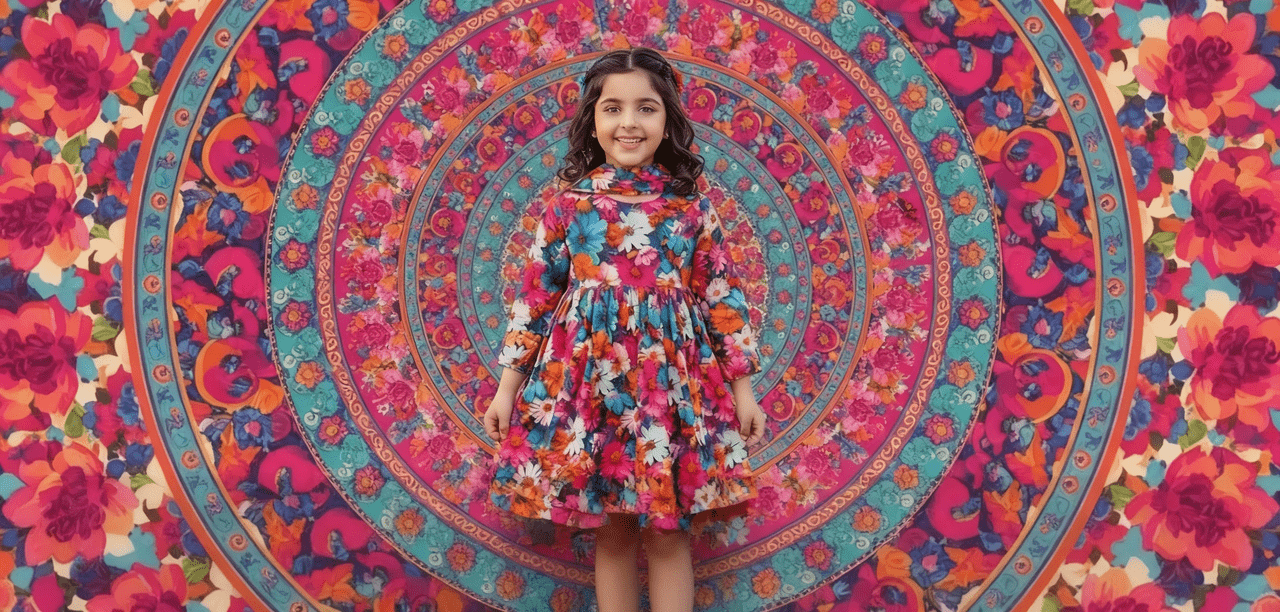 Floral Pattern Dress Girl No Text