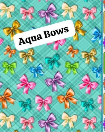 Aqua Bows Lawn Fabric — 40"