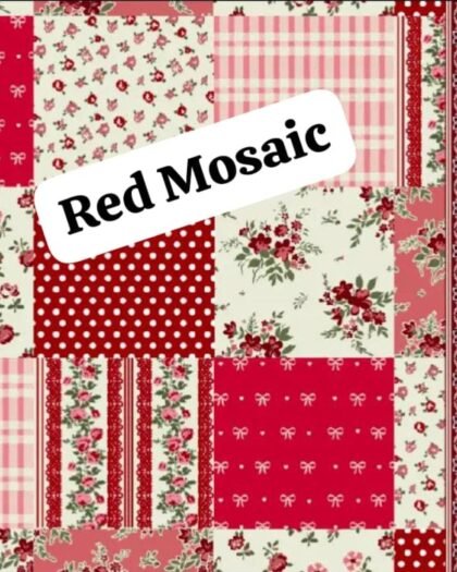 Red Mosaic Lawn Fabric — 40"
