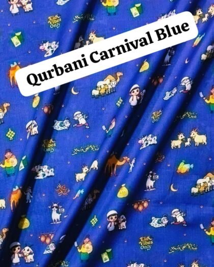 Qurbani Carnival Blue Lawn Fabric — 39"