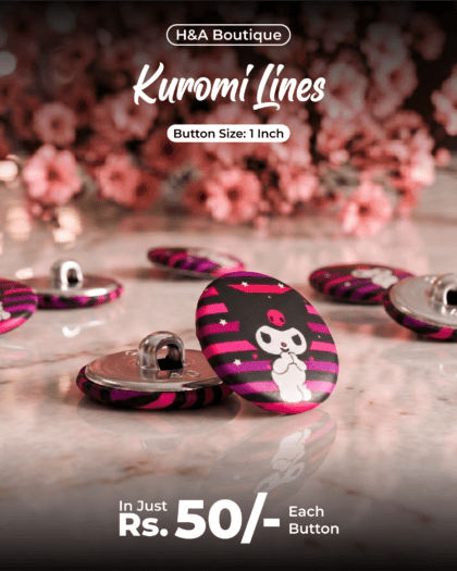 Kuromi Lines Funky Button - 1"