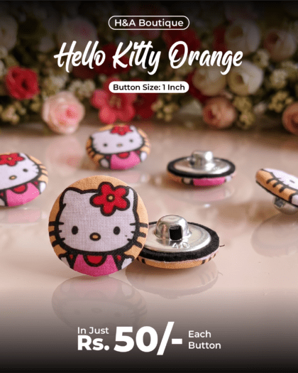 Hello Kitty Orange Funky Button - 1"