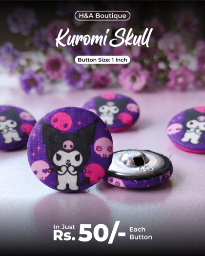 Kuromi Skull Funky Button - 1"
