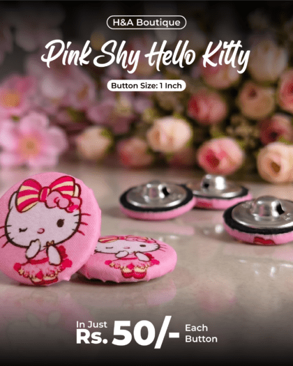 Pink Shy Hello Kitty Funky Button - 1"