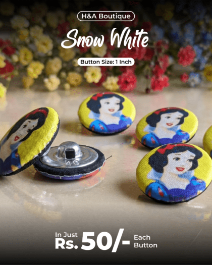 Snow White Funky Button - 1"