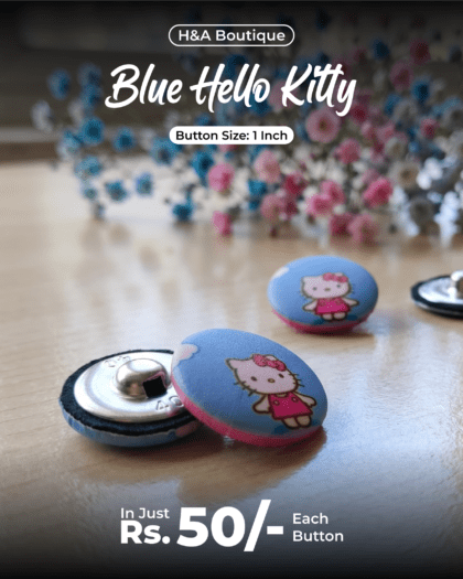 Blue Hello Kitty Funky Button - 1"