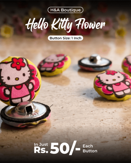 Hello Kitty Flower Funky Button - 1"