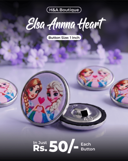 Elsa Anna Heart Funky Button - 1"