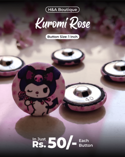 Kuromi Rose Funky Button - 1"