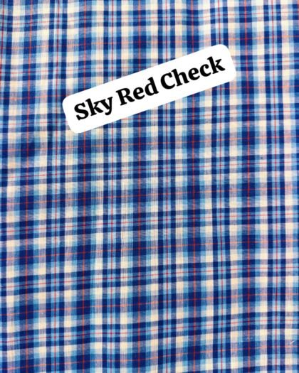 Sky Red Check Funky Cotton - 45"