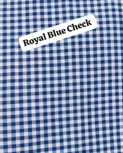 Royal Blue Check Funky Cotton - 45"