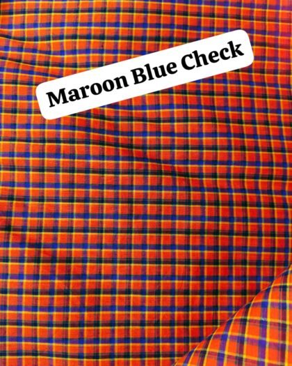 Maroon Blue Check Funky Cotton - 45"