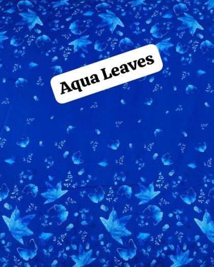 Aqua Leaves Funky Cotton - 45"
