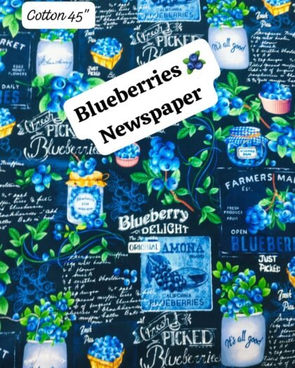 Blueberries Newspaper Funky Cotton - 45"