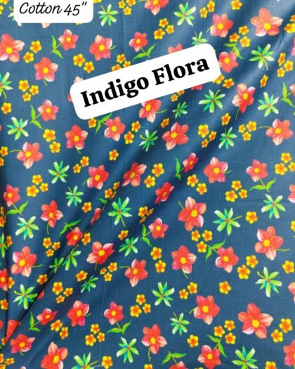 Indigo Flora Funky Cotton - 45"