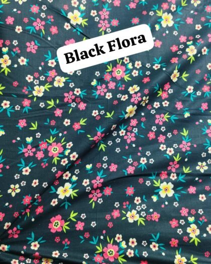 Black Flora Funky Cotton - 45"