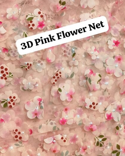 3D Pink Flower Net - Luxury Lawn 63"