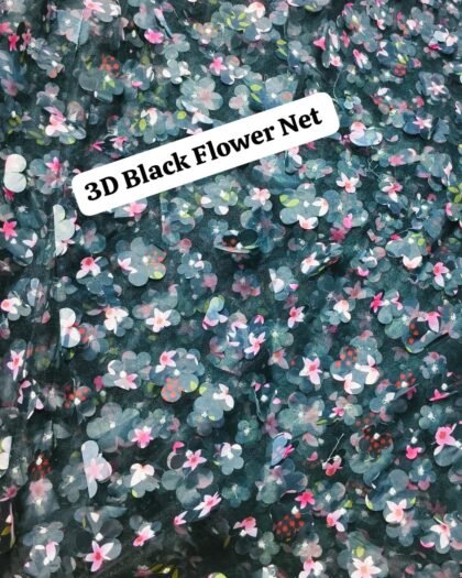 3D Black Flower Net - Luxury Lawn 63"