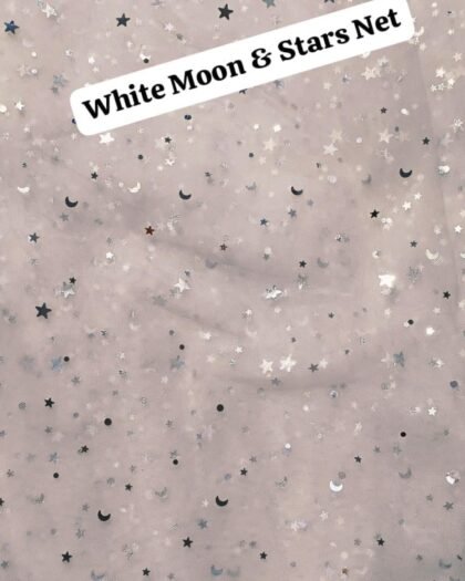 White Moon & Star Net Luxury Fabric — 63"