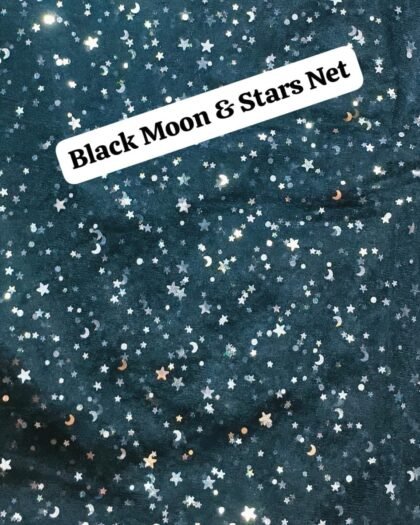 Black Moon & Star Net Luxury Fabric — 63"