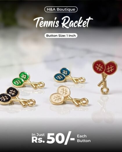 Tennis Racket Funky Button — 1"