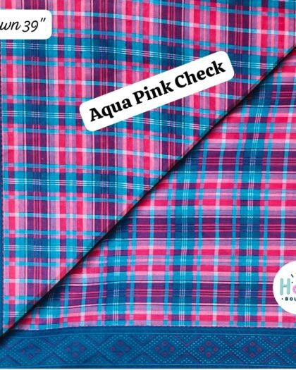 Aqua Pink Check - Funky Lawn 39"