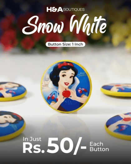 Snow White Funky Button — 1"