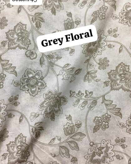 Grey Floral - Funky Cotton 45"