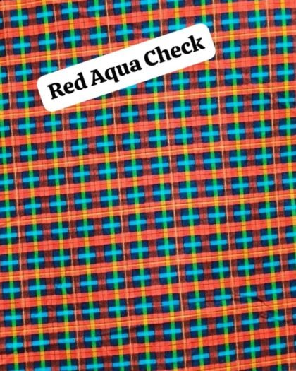 Red Aqua Check - Check Cotton — 45"